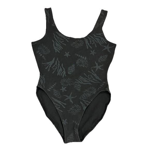 Vintage Rare Black Pattern 1980s Gilda Marx Funky Printed Bodysuit/Leotard - Picture 1 of 9